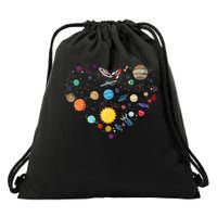 Planets As A Heart Solar System, Science, Space Drawstring Bag