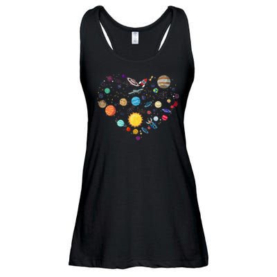 Planets As A Heart Solar System, Science, Space Ladies Essential Flowy Tank