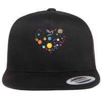 Planets As A Heart Solar System, Science, Space Flat Bill Trucker Hat