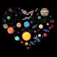 Planets As A Heart Solar System, Science, Space Flat Bill Trucker Hat
