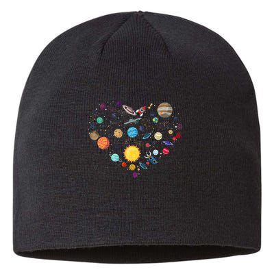 Planets As A Heart Solar System, Science, Space Sustainable Beanie