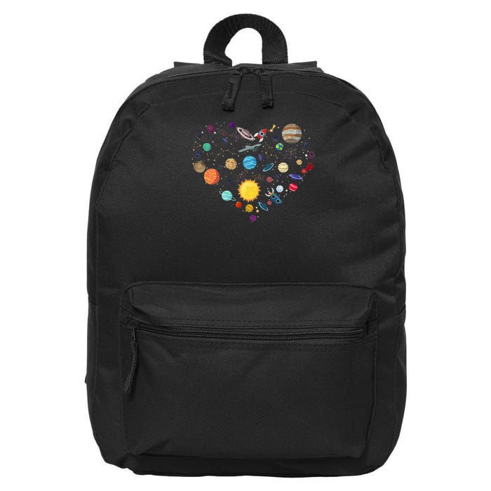 Planets As A Heart Solar System, Science, Space 16 in Basic Backpack