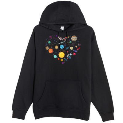 Planets As A Heart Solar System, Science, Space Premium Pullover Hoodie