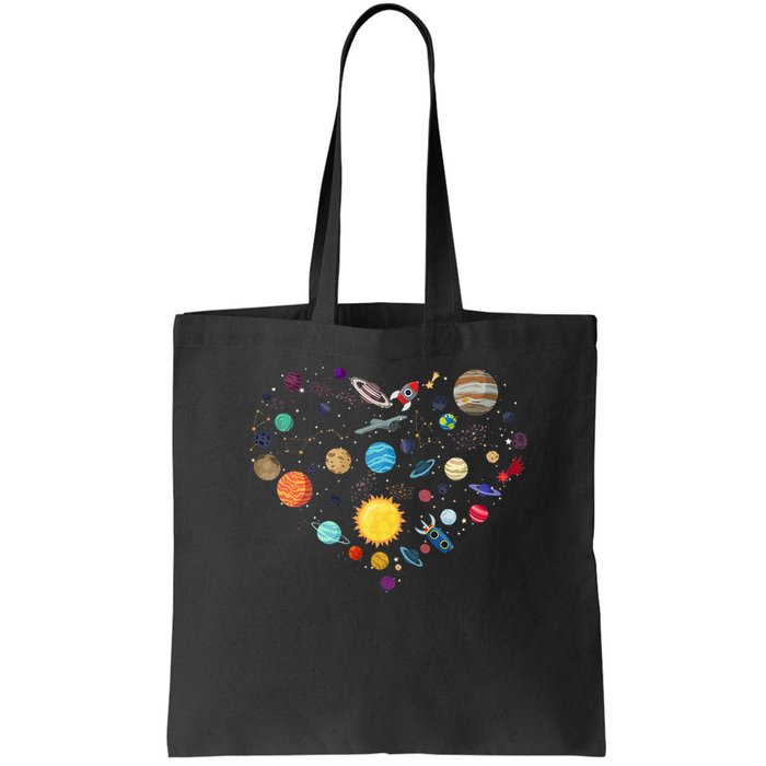Planets As A Heart Solar System, Science, Space Bag