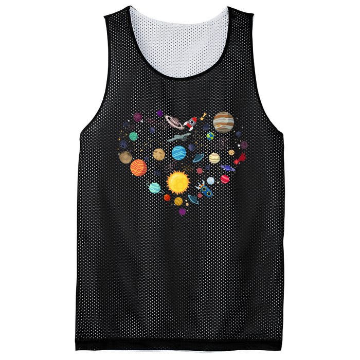 Planets As A Heart Solar System, Science, Space Mesh Reversible Basketball Jersey Tank