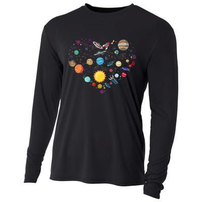 Planets As A Heart Solar System, Science, Space Cooling Performance Long Sleeve Crew