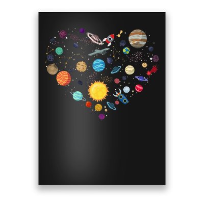 Planets As A Heart Solar System, Science, Space Poster