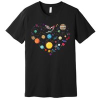 Planets As A Heart Solar System, Science, Space Premium T-Shirt
