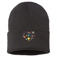 Planets As A Heart Solar System, Science, Space Sustainable Knit Beanie