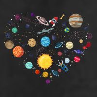 Planets As A Heart Solar System, Science, Space 25L Jumbo Tote