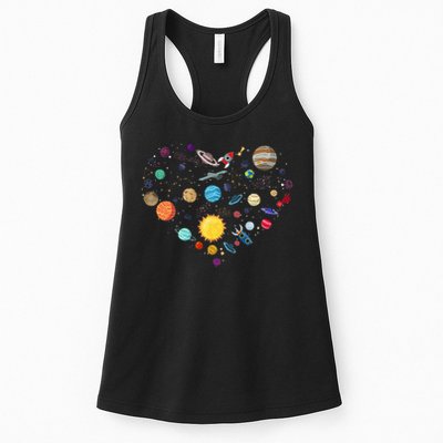 Planets As A Heart Solar System, Science, Space Womens Tank Top