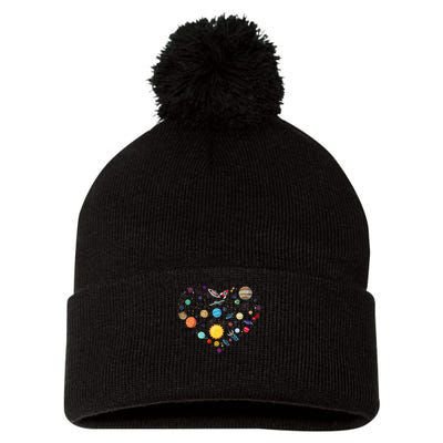 Planets As A Heart Solar System, Science, Space Pom Pom 12in Knit Beanie