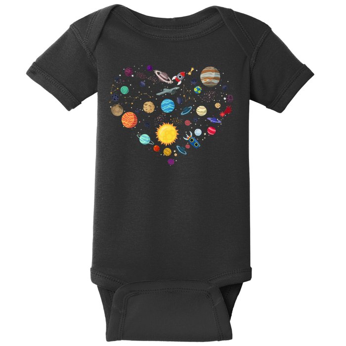 Planets As A Heart Solar System, Science, Space Baby Bodysuit