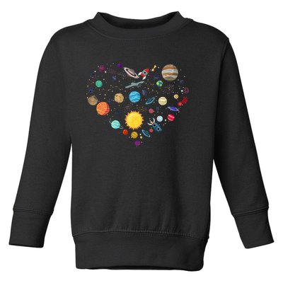 Planets As A Heart Solar System, Science, Space Toddler Sweatshirt