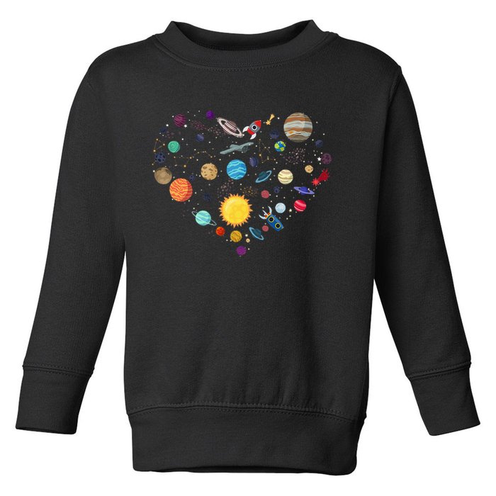 Planets As A Heart Solar System, Science, Space Toddler Sweatshirt