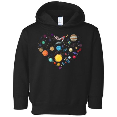 Planets As A Heart Solar System, Science, Space Toddler Hoodie