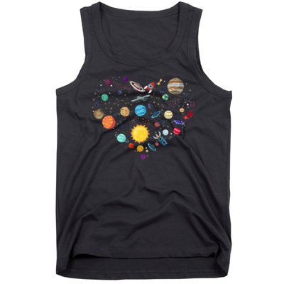 Planets As A Heart Solar System, Science, Space Tank Top