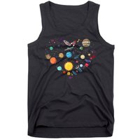 Planets As A Heart Solar System, Science, Space Tank Top