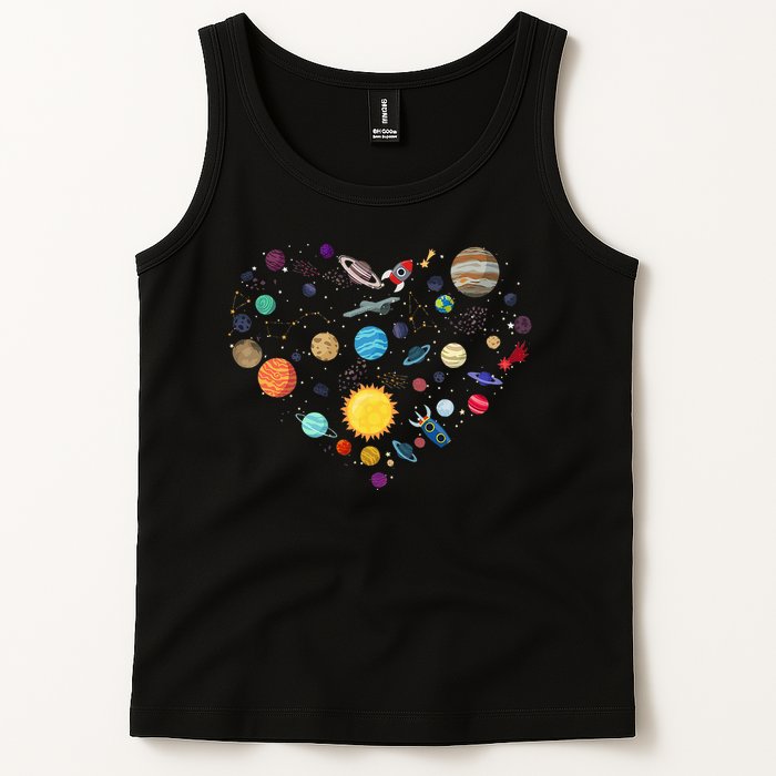 Planets As A Heart Solar System, Science, Space Tank Top