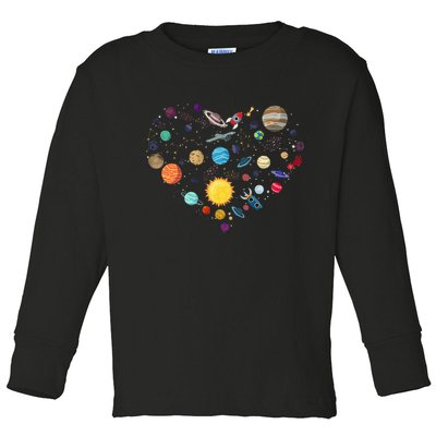 Planets As A Heart Solar System, Science, Space Toddler Long Sleeve Shirt