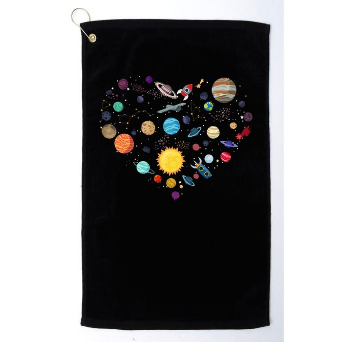 Planets As A Heart Solar System, Science, Space Golf Towel