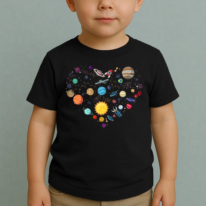 Planets As A Heart Solar System, Science, Space Toddler T-Shirt
