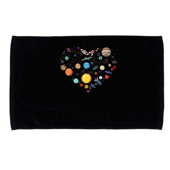 Planets As A Heart Solar System, Science, Space Microfiber Hand Towel