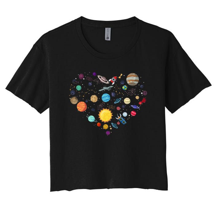 Planets As A Heart Solar System, Science, Space Crop Top