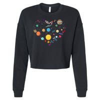 Planets As A Heart Solar System, Science, Space Cropped Pullover Crew