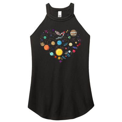 Planets As A Heart Solar System, Science, Space Women's Perfect Tri Rocker Tank