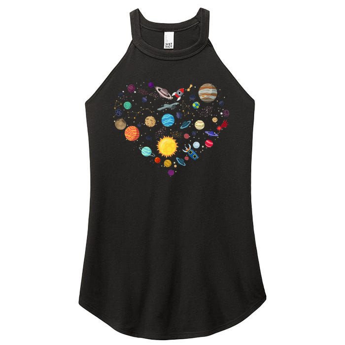 Planets As A Heart Solar System, Science, Space Women's Perfect Tri Rocker Tank