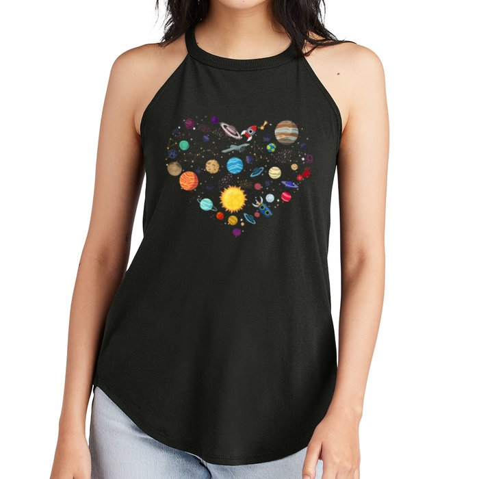 Planets As A Heart Solar System, Science, Space Women's Perfect Tri Rocker Tank