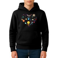Planets As A Heart Solar System, Science, Space Kids Hoodie