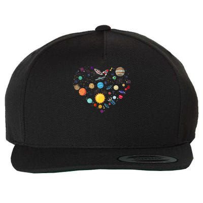 Planets As A Heart Solar System, Science, Space Wool Snapback Cap