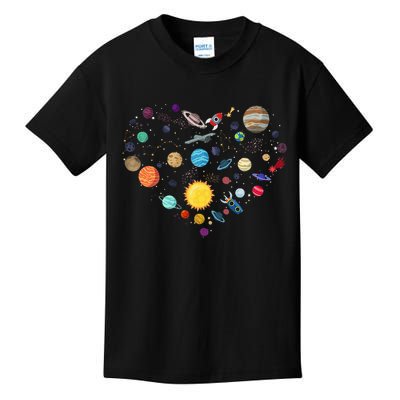 Planets As A Heart Solar System, Science, Space Kids T-Shirt