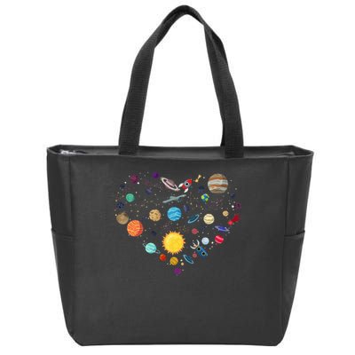 Planets As A Heart Solar System, Science, Space Zip Tote Bag