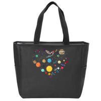Planets As A Heart Solar System, Science, Space Zip Tote Bag