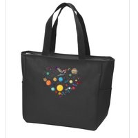 Planets As A Heart Solar System, Science, Space Zip Tote Bag