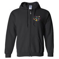 Planets As A Heart Solar System, Science, Space Full Zip Hoodie