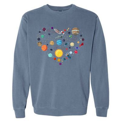 Planets As A Heart Solar System, Science, Space Garment-Dyed Sweatshirt