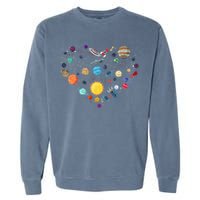 Planets As A Heart Solar System, Science, Space Garment-Dyed Sweatshirt