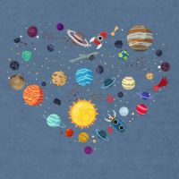 Planets As A Heart Solar System, Science, Space Garment-Dyed Sweatshirt