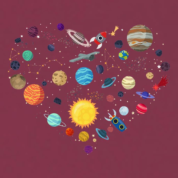 Planets As A Heart Solar System, Science, Space 16oz Travel Tumbler