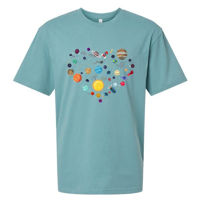 Planets As A Heart Solar System, Science, Space Sueded Cloud Jersey T-Shirt