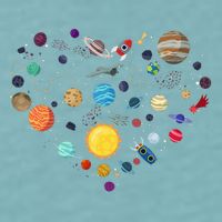 Planets As A Heart Solar System, Science, Space Sueded Cloud Jersey T-Shirt