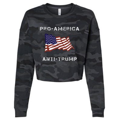 Proamerica Antitrump American Usa Flag Cropped Pullover Crew