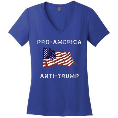 Proamerica Antitrump American Usa Flag Women's V-Neck T-Shirt