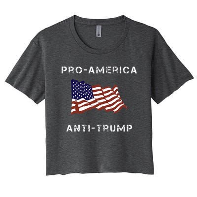 Proamerica Antitrump American Usa Flag Women's Crop Top Tee