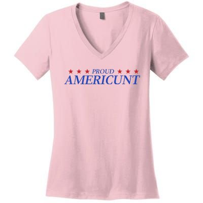 Proud Americunt American People Humor 2024 Women's V-Neck T-Shirt