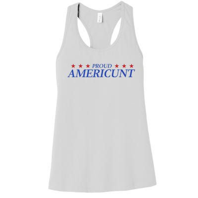 Proud Americunt American People Humor 2024 Women's Racerback Tank